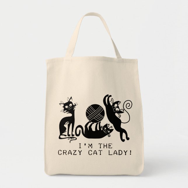 Tote Bag Madame folle de chat (Devant)