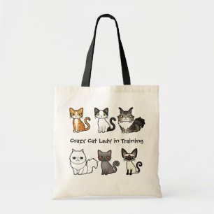Tote Bag Madame folle de chat dans la formation (concevez