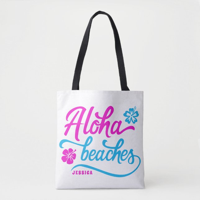 Tote Bag Magenta Aloha Plages Pun d'été Personnalisé (Devant)