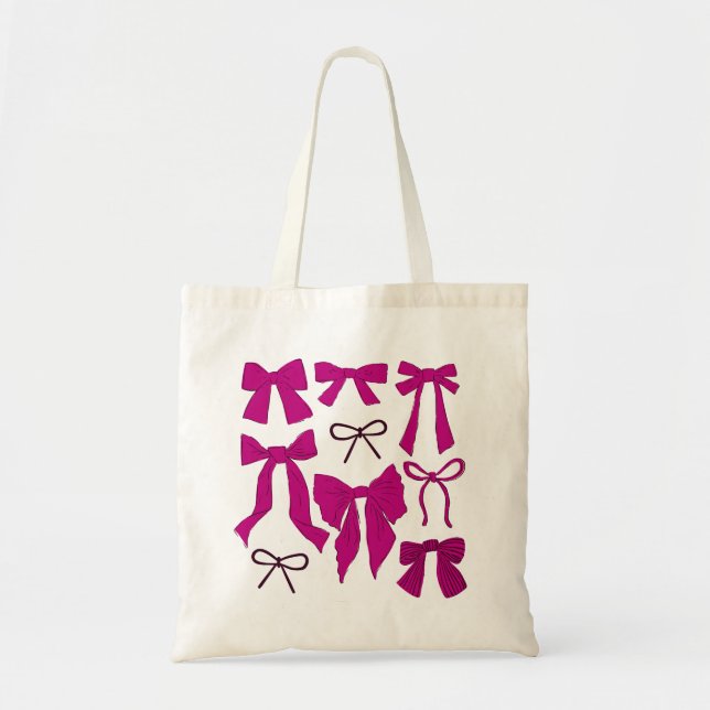 Tote Bag Magenta Coquette Girl Bows (Devant)