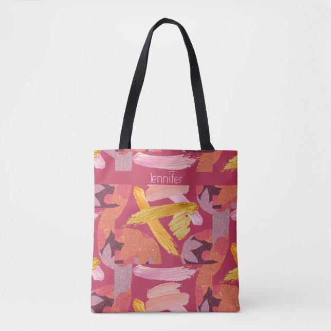 Tote Bag Magenta et Abstrait or vibrants (Devant)