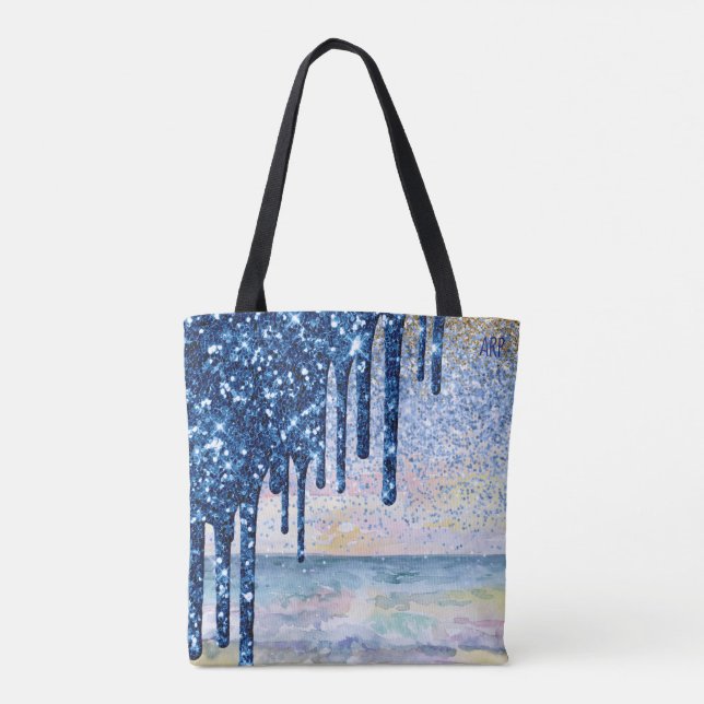 Tote Bag *~* Magic Beach Gold Blue DriParties scintillant (Dos)
