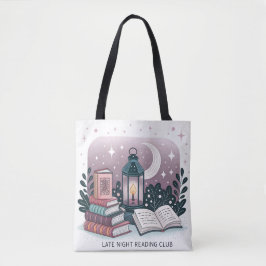 Tote Bag Magic Late Night Reading Club Lantern Book Stack
