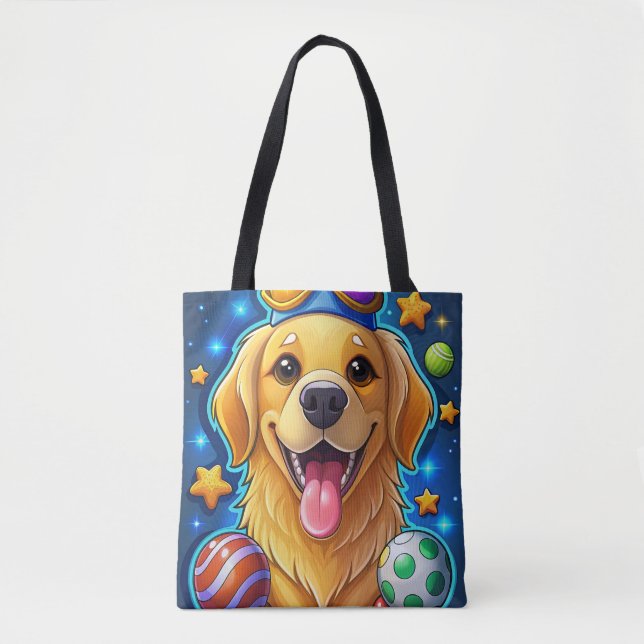 Tote Bag Magical Golden Retriever Puppy with Stars (Devant)