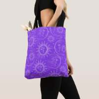 Magie Violette Céleste Soleil Lune Étoiles Vintage