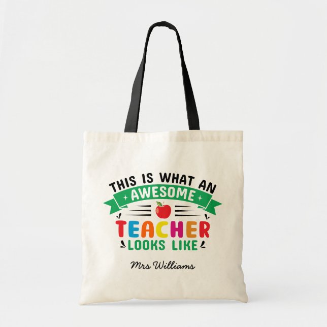 Tote Bag Magnifique enseignant typographie moderne cadeau a (Devant)