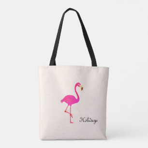 Tote Bag Magnifique flamant rose & calligraphie sur ivoire