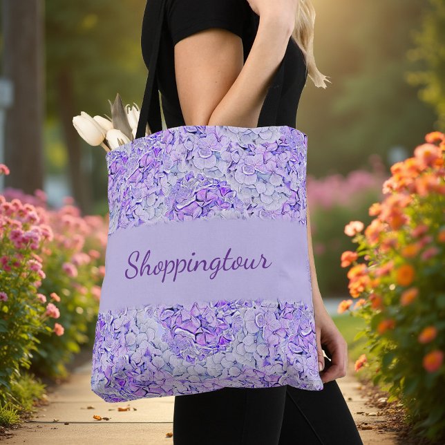 Tote Bag Magnifique hydrangée motif en lavande, floral (Créateur téléchargé)