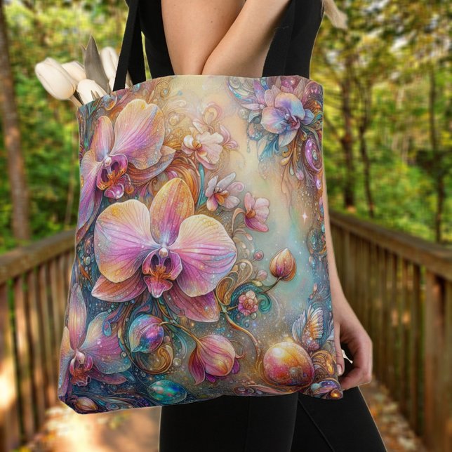 Tote Bag Magnifique jardin de fantaisie aux orchidées roses (Créateur téléchargé)