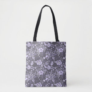 Tote Bag Magnifique motif floral pastel bleu de style rétro