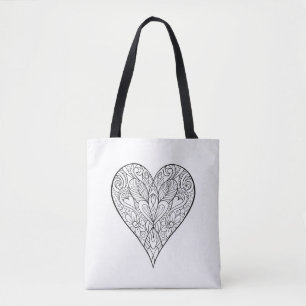 Tote Bag Magnifique Motif Mandala Heart Design
