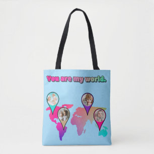 Tote Bag Magnifique Multicolor World Map Photo Collage
