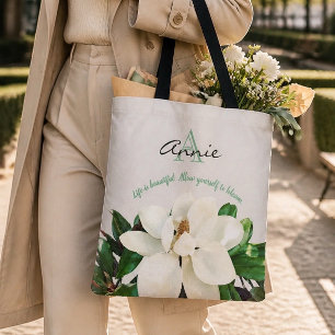 Tote Bag Magnolia en fleurs La vie est belle Personnali