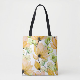 Tote Bag Magnolia Eucalyptus : Aquarelle Impression transpa