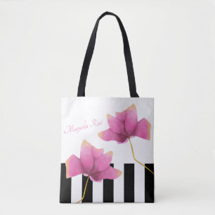Tote Bag Magnolia Rosé Design Floral Moderne