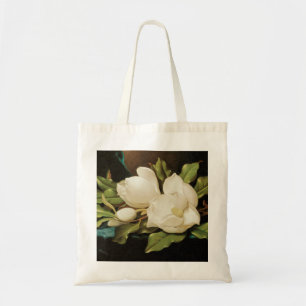 Tote Bag Magnolias géants sur un tissu de velours bleu par