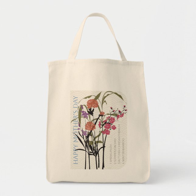Tote Bag Mah Jongg Fleurs Fourre-tout de la mère (Devant)