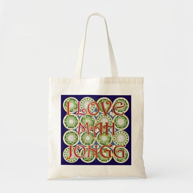 Tote Bag Mah Jongg Valentine I Love MJ (Devant)