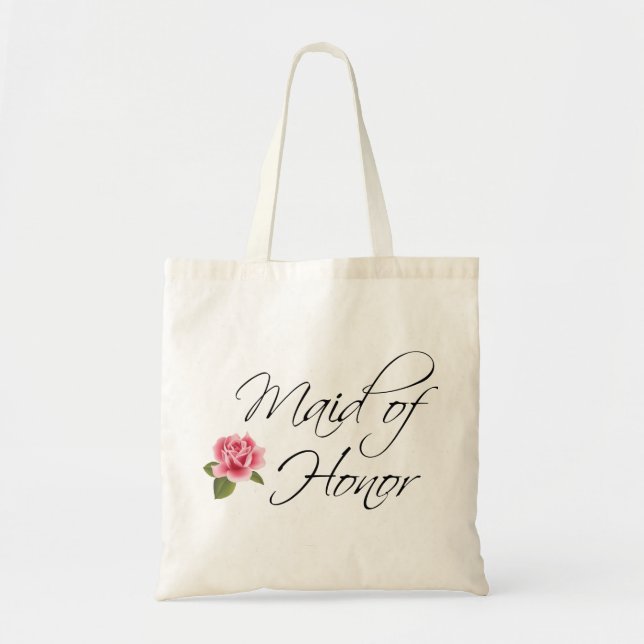 Tote Bag Maid of Honor Calligraphie et Rose (Devant)