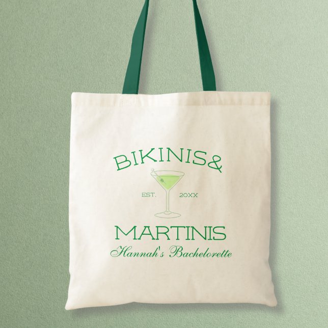 Tote Bag Maillots & Martinis Soirée de célibataire sur la p (Bikinis & Martinis Green Beach Bachelorette Party Tote Bag)