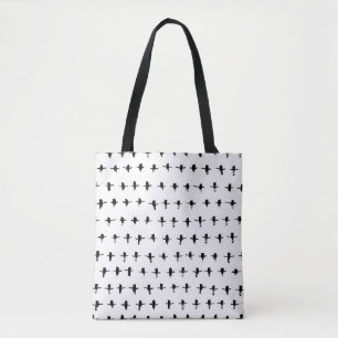 Tote Bag Main de croix noires dessinée géométrique