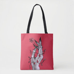 Tote Bag Main déplaisante avec l'art gothique rose et