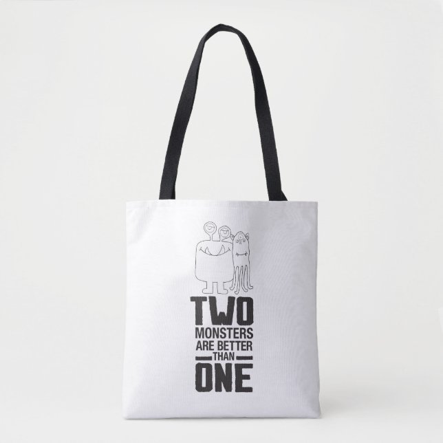 Tote Bag Main dessinée deux monstre Art Monster Halloween A (Devant)