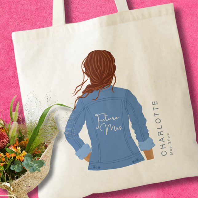 Tote Bag Main Drawn Denim Veste Red Hair Future Mme. (Créateur téléchargé)