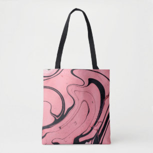 Tote Bag Main en marbre rose noir dessinée