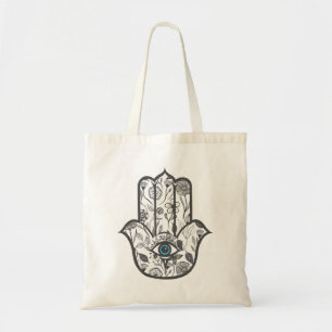 Tote Bag Main florale tirée par la main simple de Hamsa
