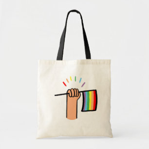 Tote Bag Main tirée à la main avec un drapeau arc-en-ciel