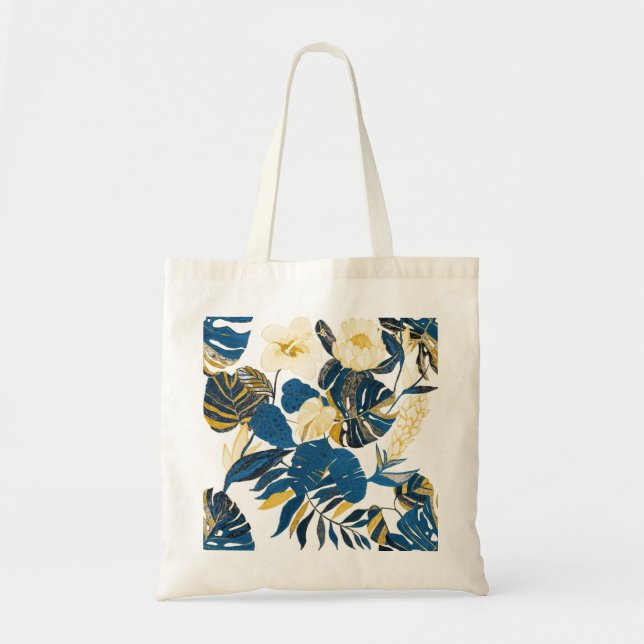 Tote Bag Main Tropicale tirée : Motif créatif sans couture (Devant)