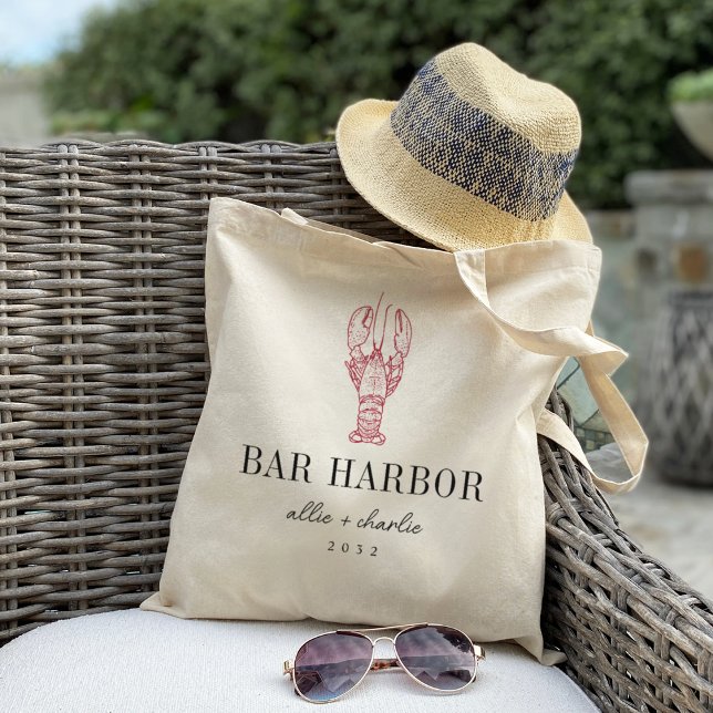 Tote Bag Maine Homard Destination Mariage Bienvenue (Coastal lobster wedding totes)