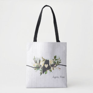 Tote Bag Maine State Personnalisé Votre Maison Ville Rustiq