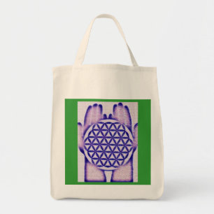 Tote Bag Mains curatives tenant la fleur de la vie