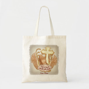 Tote Bag Mains de prière sépia chrétiennes