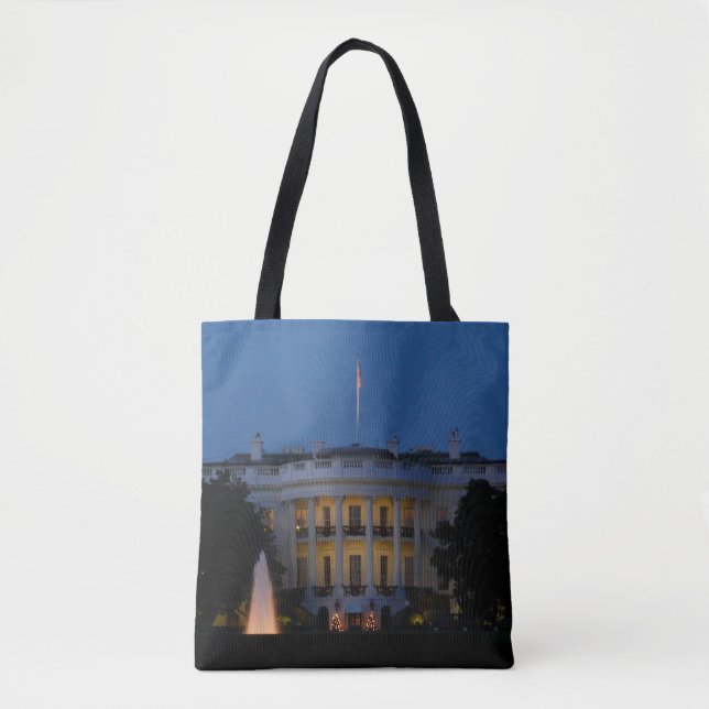Tote Bag Maison Blanche de Noël à la nuit à Washington DC (Devant)