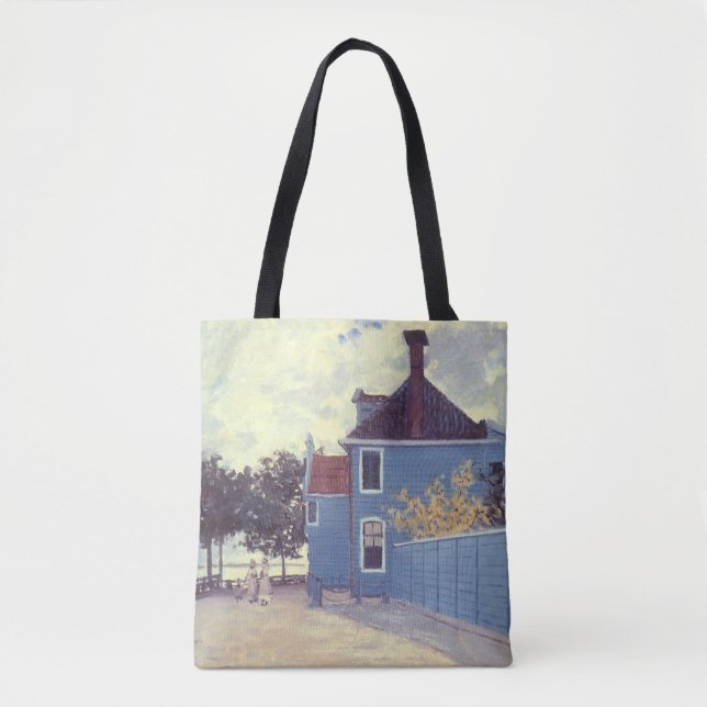 Tote Bag Maison bleue à Zaandam par Claude Monet (Devant)