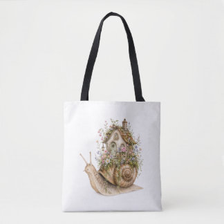 Tote Bag Maison de l'escargot fantaisiste Cottagecore