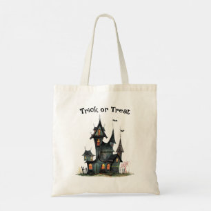 Tote Bag Maison déplaisante Halloween Tricot ou traitement