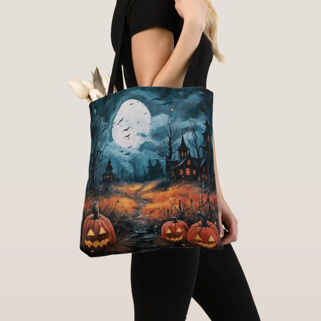 Tote Bag Maison déplaisante Haunted Pleine lune Effrayant H (De près)