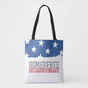 Tote Bag Maison des libres grâce aux braves drapeau américa