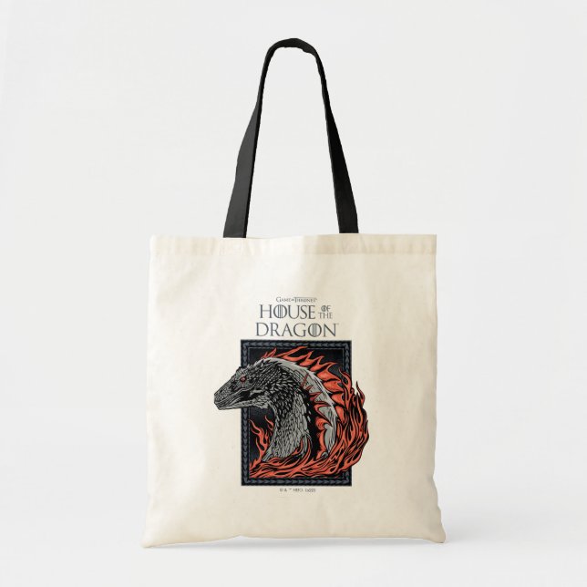 Tote Bag MAISON DU DRAGON | Profil de dragon en flammes (Devant)