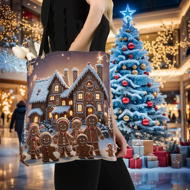 Tote Bag Maison en pain d'épices et famille de pain d'épice (Créateur téléchargé)