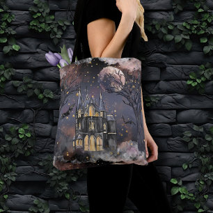 Tote Bag Maison hantée Arbre à Pleines lunes Éffrayantes