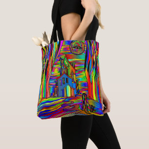 Tote Bag Maison hantée Effrayant Abstrait Colorful verre