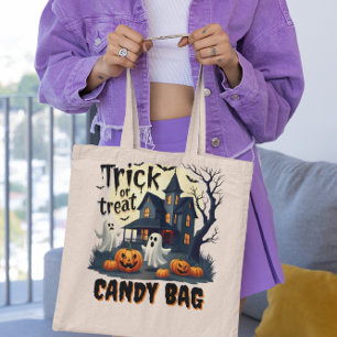 Tote Bag Maison hantée la nuit éffrayante d'Halloween