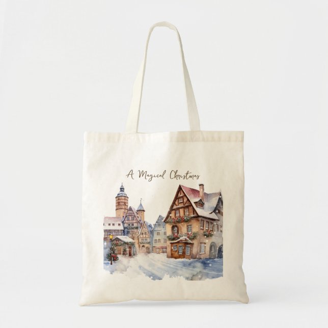 Tote Bag Maisons de Noël Neige (Devant)