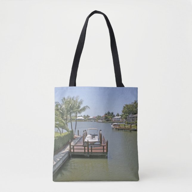 Tote Bag Maisons et quais sur le canal Marco Island Florida (Devant)