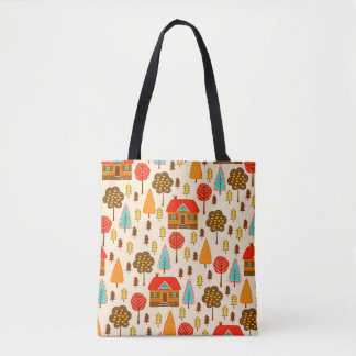 Tote Bag Maisons Forest Vintage Motif sans couture